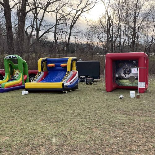 Inflatable soccer kicking game